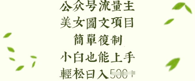 流量主长期收益项目，美女图片简单复制，小白也能上手，轻松日入5张搞副业-副业刚需-兼职-网赚搞副业网
