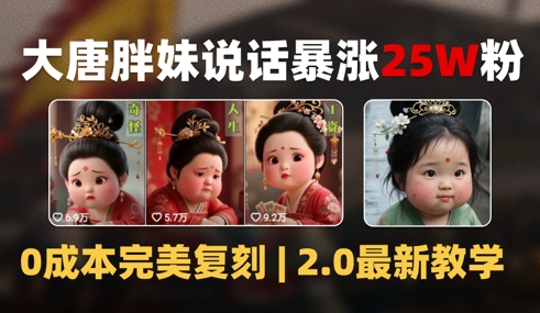 AI大唐胖贵妃说话2.0，40条视频暴涨40w粉，附独家变现攻略搞副业-副业刚需-兼职-网赚搞副业网