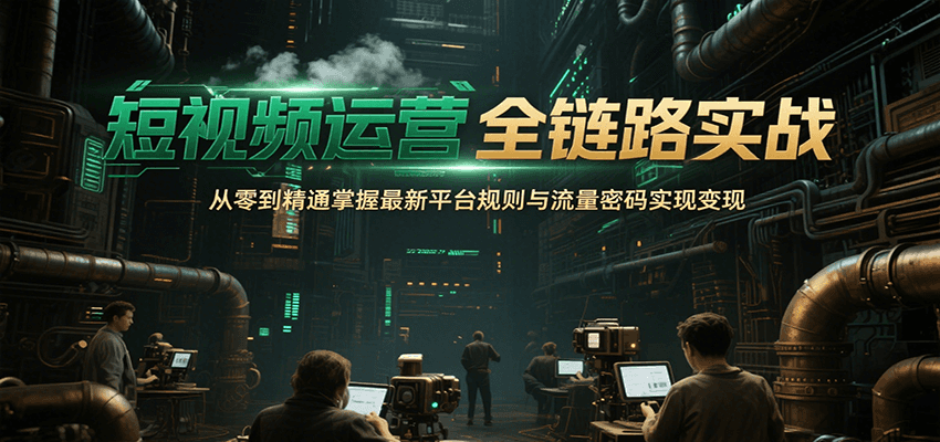 短视频运营全链路实战，从零到精通掌握最新平台规则与流量密码实现变现搞副业-副业刚需-兼职-网赚搞副业网