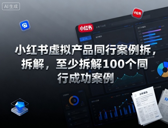 小红书虚拟产品同行案例拆解，至少拆解100个同行成功案例搞副业-副业刚需-兼职-网赚搞副业网