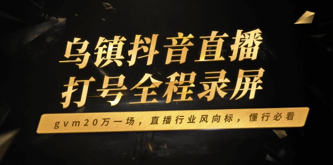 乌镇抖音直播打号全程录屏，gvm20万一场，直播行业风向标，懂行必看搞副业-副业刚需-兼职-网赚搞副业网