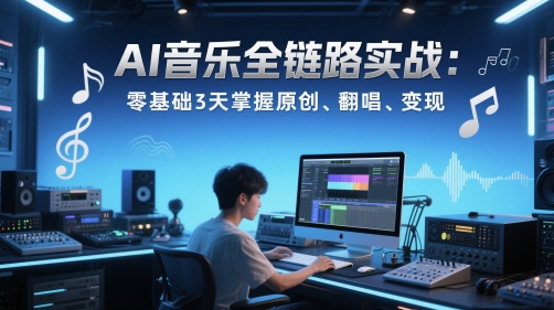 AI音乐全链路实战变现课：零基础3天掌握原创、翻唱、变现搞副业-副业刚需-兼职-网赚搞副业网