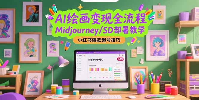 AI绘画变现全流程，Midjourney/SD部署教学，小红书爆款起号技巧搞副业-副业刚需-兼职-网赚搞副业网