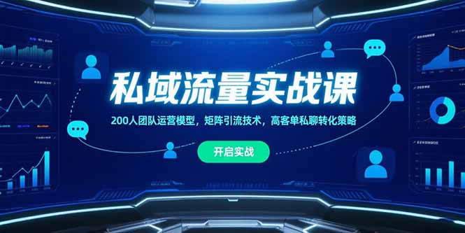 私域流量实战课，200人团队运营模型，矩阵引流技术，高客单私聊转化策略搞副业-副业刚需-兼职-网赚搞副业网