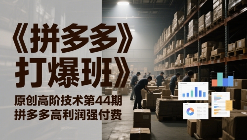 《拼多多打爆班》原创高阶技术第44期，拼多多高利润强付费搞副业-副业刚需-兼职-网赚搞副业网