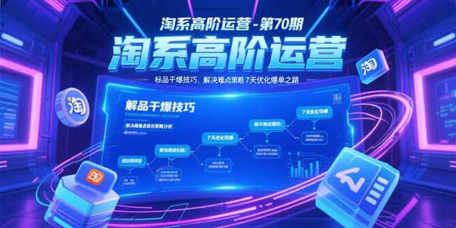 淘系高阶运营-第70期，标品干爆技巧，解决难点策略，大佬操盘方法搞副业-副业刚需-兼职-网赚搞副业网