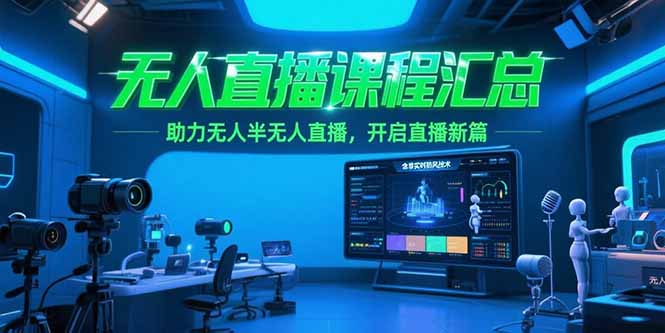 无人直播课程汇总，含非实时防风技术，助力无人半无人直播，开启直播新篇搞副业-副业刚需-兼职-网赚搞副业网