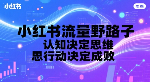小红书流量野路子，认知决定思维，思维决定行动，行动决定成败搞副业-副业刚需-兼职-网赚搞副业网