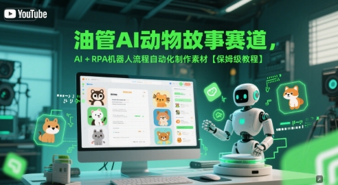 油管AI动物故事赛道，AI+RPA机器人流程自动化制作素材【保姆级教程】搞副业-副业刚需-兼职-网赚搞副业网