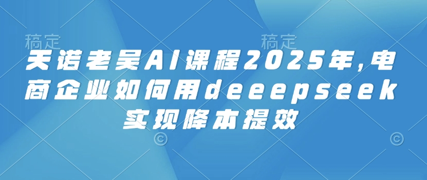 天诺老吴AI课程2025年，电商企业如何用deeepseek实现降本提效搞副业-副业刚需-兼职-网赚搞副业网