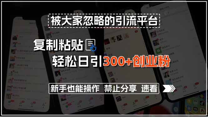 被大家忽略的引流平台，复制粘贴轻松日引300+创业粉，新手也能操作，禁…搞副业-副业刚需-兼职-网赚搞副业网