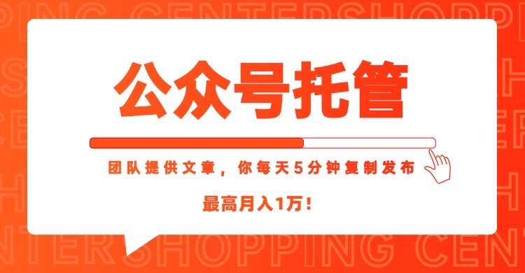 【公众号托管 】我提供文章，你每天５分钟复制发布，最高月入1W搞副业-副业刚需-兼职-网赚搞副业网