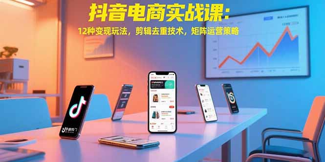 抖音电商实战课：12种变现玩法，剪辑去重技术，矩阵运营策略搞副业-副业刚需-兼职-网赚搞副业网