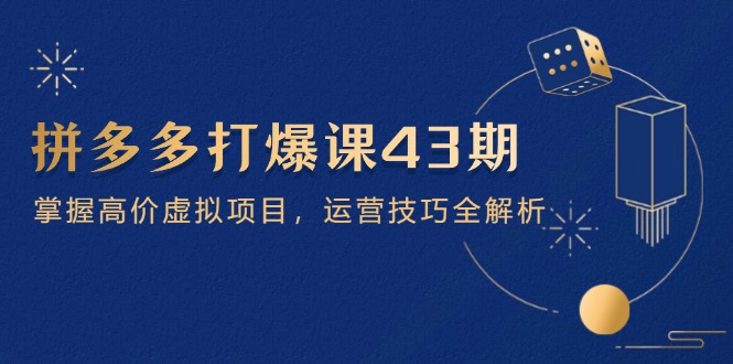 拼多多打爆课第 43 期，掌握高价虚拟项目，运营技巧全解析(15节搞副业-副业刚需-兼职-网赚搞副业网