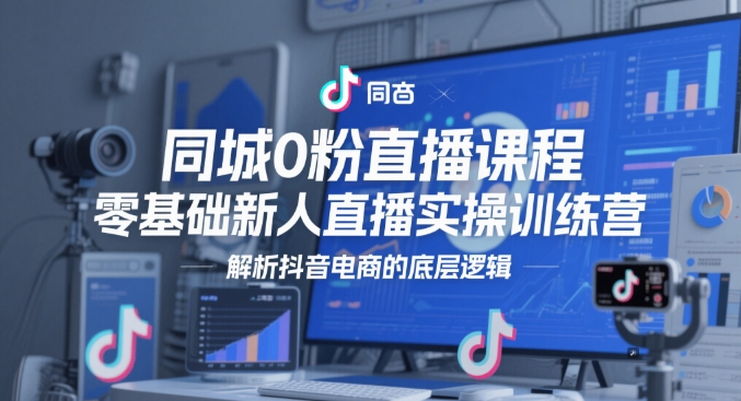 同城0粉直播课程，零基础新人直播实操训练营，解析抖音电商的底层逻辑搞副业-副业刚需-兼职-网赚搞副业网