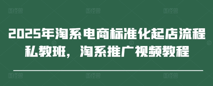 2025年淘系电商标准化起店流程私教班，淘系推广视频教程搞副业-副业刚需-兼职-网赚搞副业网