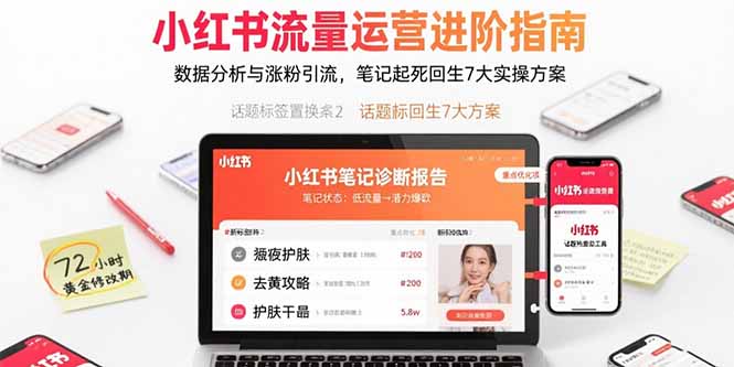 小红书流量运营进阶指南，数据分析与涨粉引流，笔记起死回生7大实操方案搞副业-副业刚需-兼职-网赚搞副业网