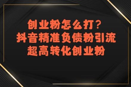 创业粉怎么打？抖音精准负债粉引流，超高转化创业粉搞副业-副业刚需-兼职-网赚搞副业网