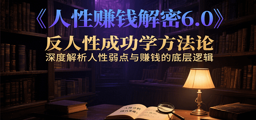 人性赚钱解密6.0，反人性成功学方法论，深度解析人性弱点与赚钱的底层逻辑搞副业-副业刚需-兼职-网赚搞副业网
