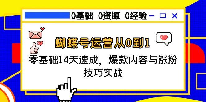 蝴蝶号运营从0到1，零基础14天速成，爆款内容与涨粉技巧实战搞副业-副业刚需-兼职-网赚搞副业网