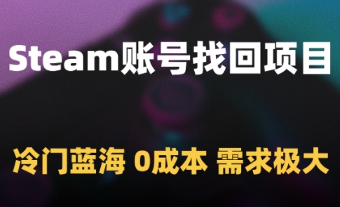 Steam账号找回项目，冷门蓝海，0成本，需求极大搞副业-副业刚需-兼职-网赚搞副业网