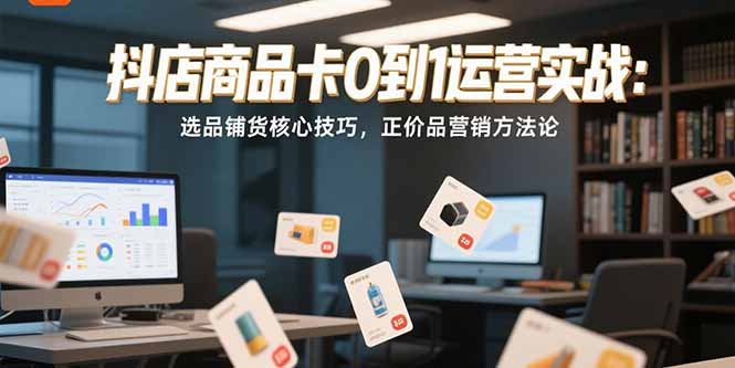 抖店商品卡0到1运营实战：选品铺货核心技巧，正价品营销方法论搞副业-副业刚需-兼职-网赚搞副业网