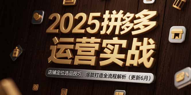 2025拼多多运营实战：店铺定位选品技巧，爆款打造全流程解析(更新6月搞副业-副业刚需-兼职-网赚搞副业网