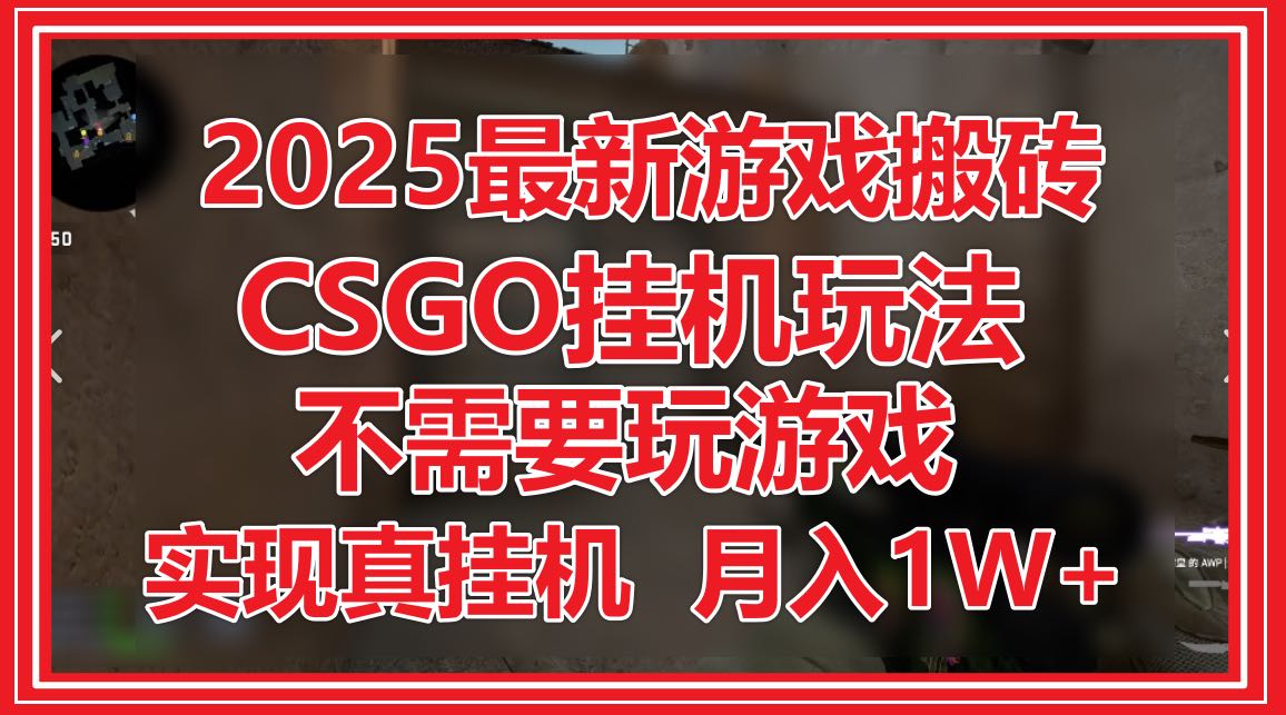 2025最新游戏搬砖，CSGO挂机，不需要玩游戏，实现真挂机，月入1W+搞副业-副业刚需-兼职-网赚搞副业网