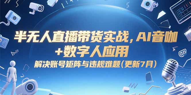 半无人直播带货实战，AI音咖+数字人应用 解决账号矩阵与违规难题(更新7月搞副业-副业刚需-兼职-网赚搞副业网