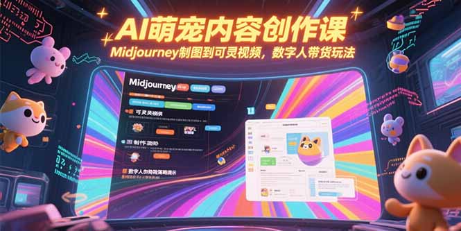 AI萌宠内容创作课，Midjourney制图到可灵视频，数字人带货玩法搞副业-副业刚需-兼职-网赚搞副业网