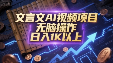 文言文AI视频项目，无脑操作，日入1K以上搞副业-副业刚需-兼职-网赚搞副业网