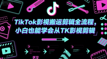 TikTok影视搬运剪辑全流程，小白也能学会从TK影视剪辑搞副业-副业刚需-兼职-网赚搞副业网