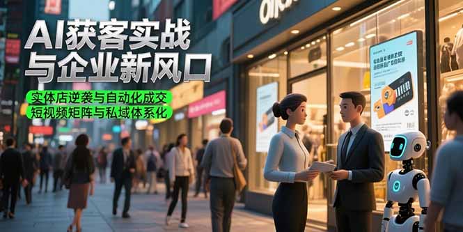 AI获客实战与企业新风口，实体店逆袭与自动化成交 短视频矩阵与私域体系化搞副业-副业刚需-兼职-网赚搞副业网
