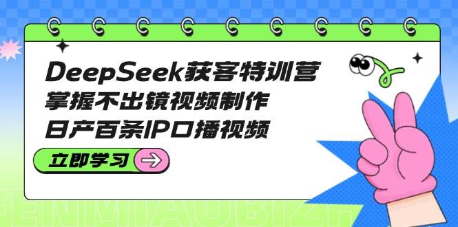 DeepSeek获客特训营：掌握不出镜视频制作，日产百条IP口播视频搞副业-副业刚需-兼职-网赚搞副业网