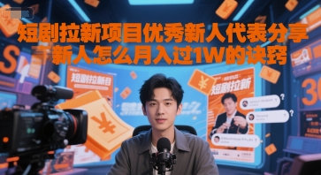 短剧拉新项目优秀新人代表分享新人怎么月入过1W的诀窍搞副业-副业刚需-兼职-网赚搞副业网