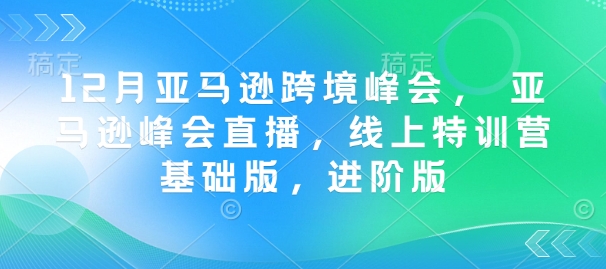12月亚马逊跨境峰会， 亚马逊峰会直播，线上特训营基础版，进阶版搞副业-副业刚需-兼职-网赚搞副业网