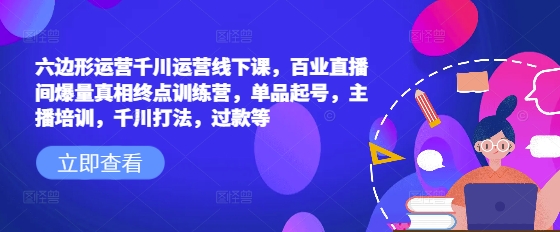 六边形运营千川运营线下课，百业直播间爆量真相终点训练营，单品起号，主播培训，千川打法，过款等搞副业-副业刚需-兼职-网赚搞副业网