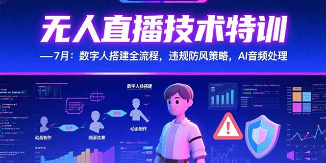无人直播技术特训-7月：数字人搭建全流程，违规防风策略，AI音频处理搞副业-副业刚需-兼职-网赚搞副业网