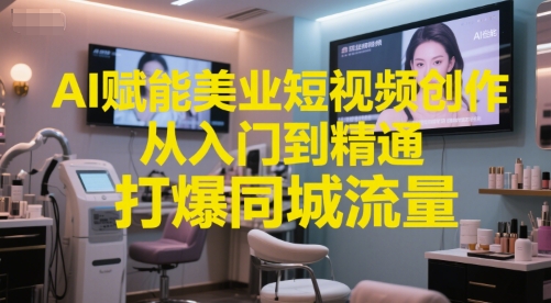 AI赋能美业短视频创作，从入门到精通，打爆同城流量，超级AI工具短视频实操落地搞副业-副业刚需-兼职-网赚搞副业网