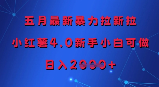 五月最新暴力拉新拉，小红薯4.0新手小白可做，日入多张搞副业-副业刚需-兼职-网赚搞副业网
