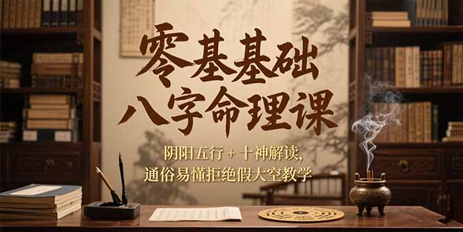 零基础八字命理课，阴阳五行+十神解读，通俗易懂拒绝假大空教学搞副业-副业刚需-兼职-网赚搞副业网