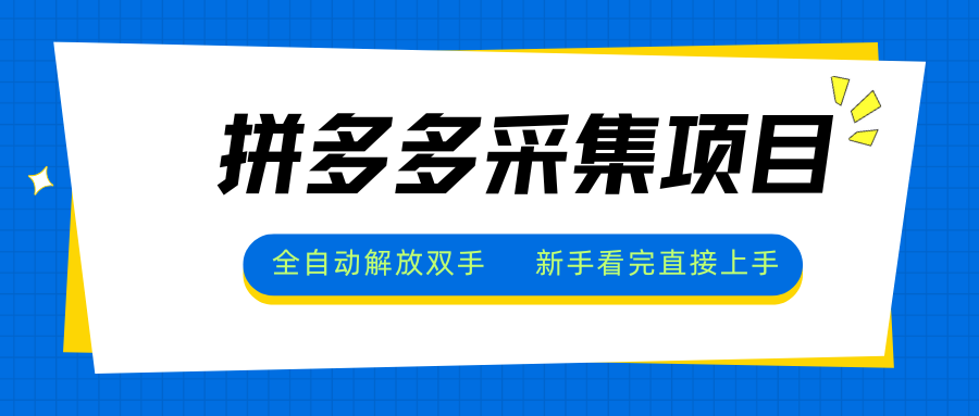 拼多多采集项目，全自动解放双手，单号日入30+搞副业-副业刚需-兼职-网赚搞副业网