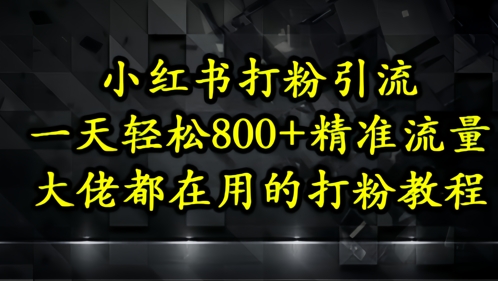小红书打粉引流，一天轻松500+精准流量，大佬都在用的打粉教程搞副业-副业刚需-兼职-网赚搞副业网