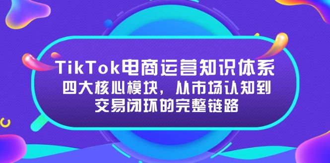TikTok电商运营知识体系：四大核心模块，从市场认知到交易闭环的完整链路搞副业-副业刚需-兼职-网赚搞副业网