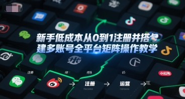 新手低成本从0到1注册并搭建多账号全平台矩阵操作教学，手机号-邮箱-IP-工具搞副业-副业刚需-兼职-网赚搞副业网