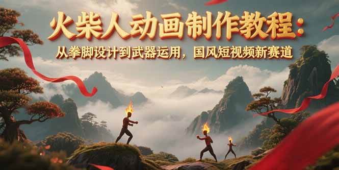 火柴人动画制作教程：从拳脚设计到武器运用，国风短视频新赛道搞副业-副业刚需-兼职-网赚搞副业网
