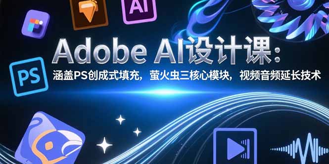 Adobe AI设计课：涵盖PS创成式填充，萤火虫三核心模块，视频音频延长技术搞副业-副业刚需-兼职-网赚搞副业网