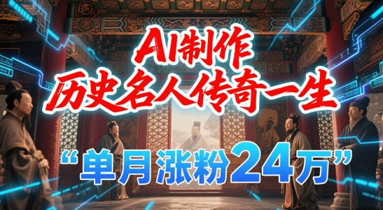 暴力起号！用AI制作历史名人传奇一生，单月涨粉24W，涨粉+变现赛道黑马来了搞副业-副业刚需-兼职-网赚搞副业网