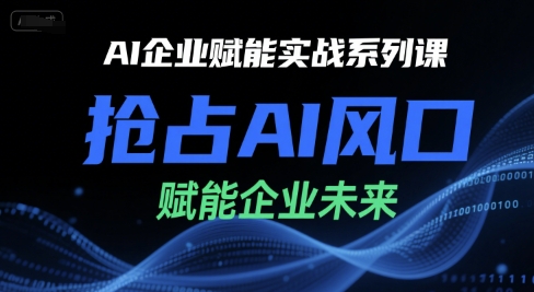 AI企业赋能实战系列课，抢占AI风口，赋能企业未来搞副业-副业刚需-兼职-网赚搞副业网