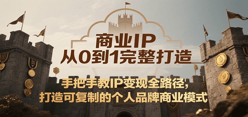 商业IP从0到1完整打造，手把手教IP变现全路径，打造可复制的个人品牌商业模式搞副业-副业刚需-兼职-网赚搞副业网